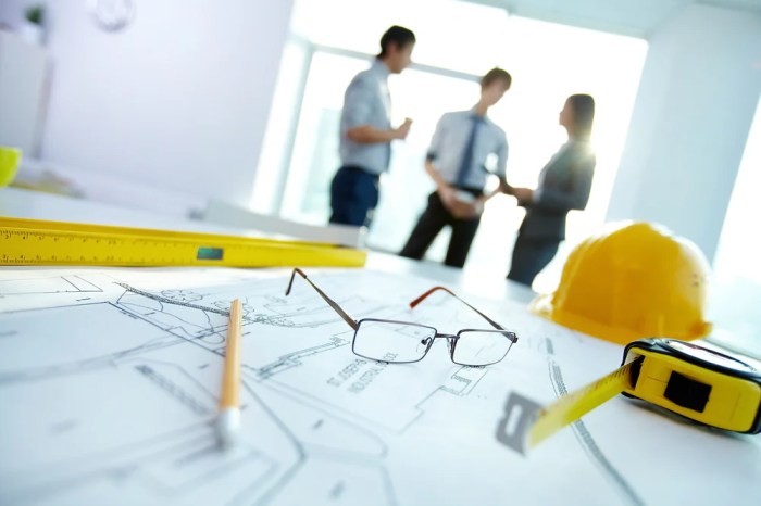 Group of Builders and Architects with Blueprint Stock Image - Image of ...